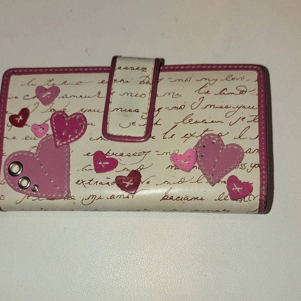 Fossil Pink and Cream Heart Wallet